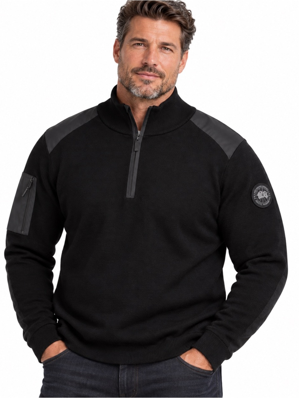 Canada Goose Stormont Black Label 1/4 Zip Merino Wool Sweater 2XL NWOT